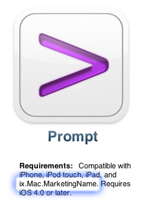Screenshot of Prompt in the iOS store